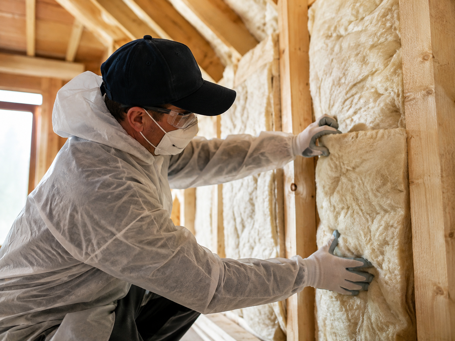 Isolation thermique installée dans la structure d'une maison résidentielle